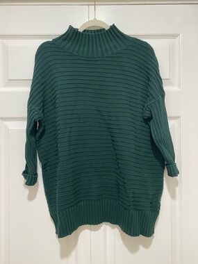 Women's Ribbed Mock Neck Sweater - Forest Green